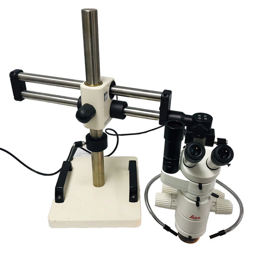Leica MZ75 Stereo Zoom Microscope Inspection w/ Fiber Optic Lamp & Boon Stand