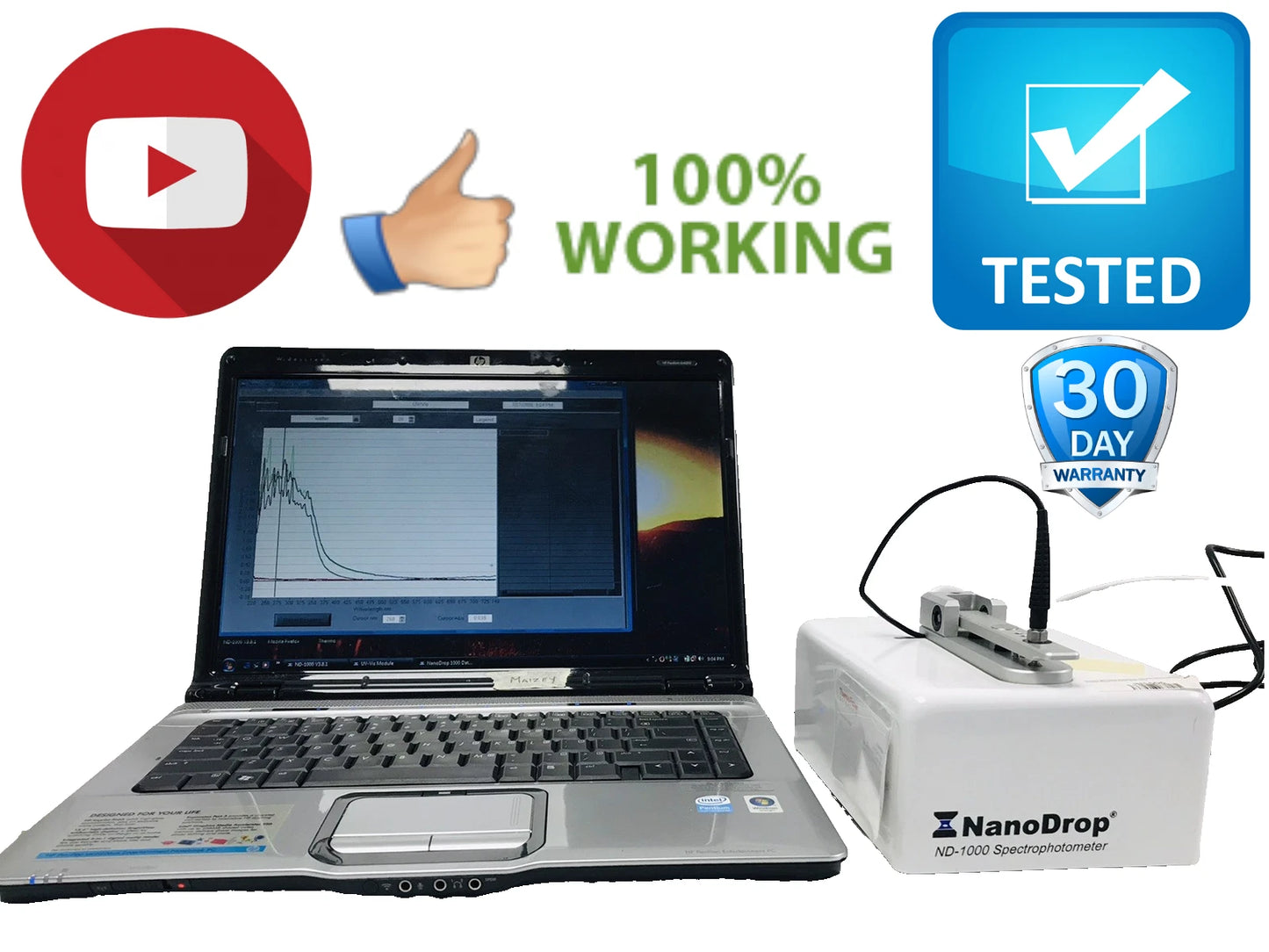 Thermo ND-1000 NanoDrop UV/VIS Spectrophotometer with Computer Tested Working units 2
