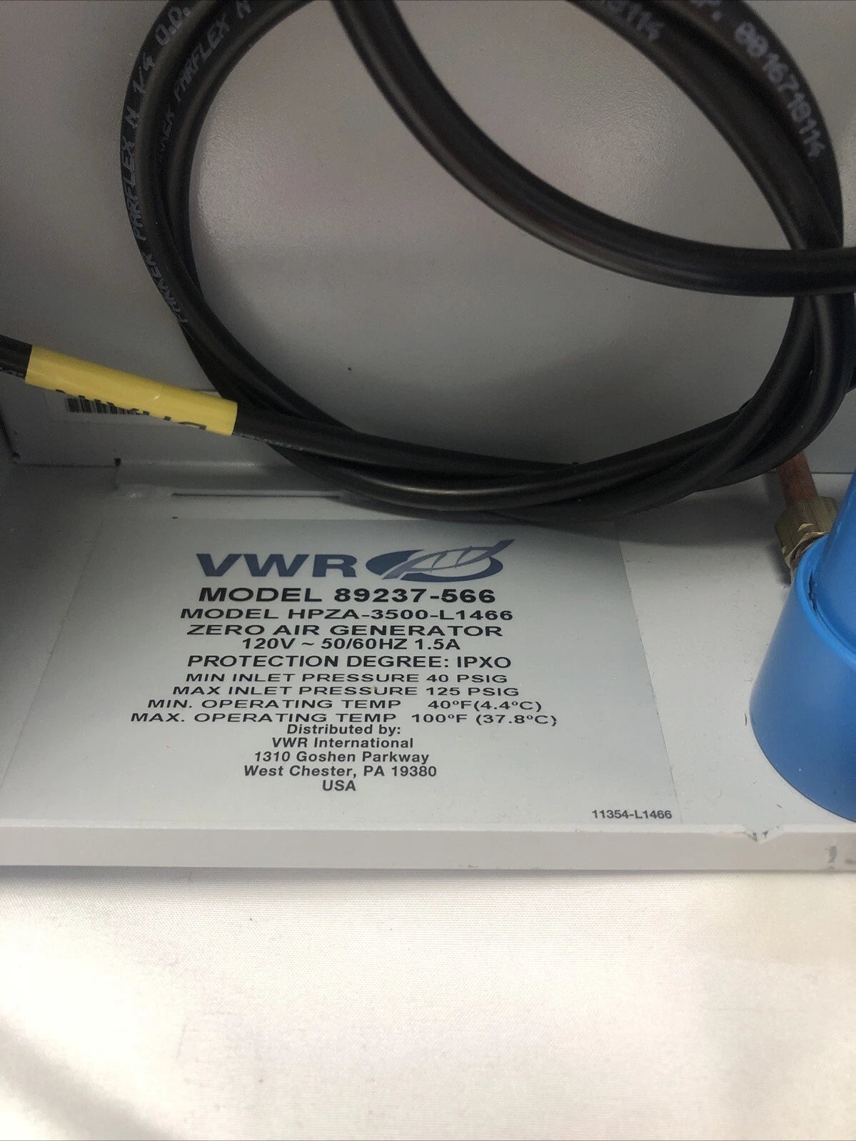 VWR Parker Balston HPZA-3500 L1466 Zero Air Generator