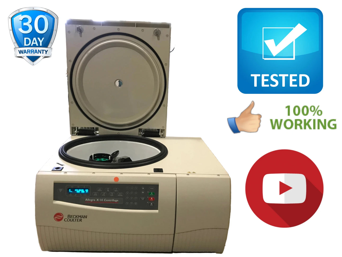 Beckman Coulter Allegra X-14 Benchtop Centrifuge A99464 with SX4750 Rotor 4x Buckets and 4x 15mL Adapters