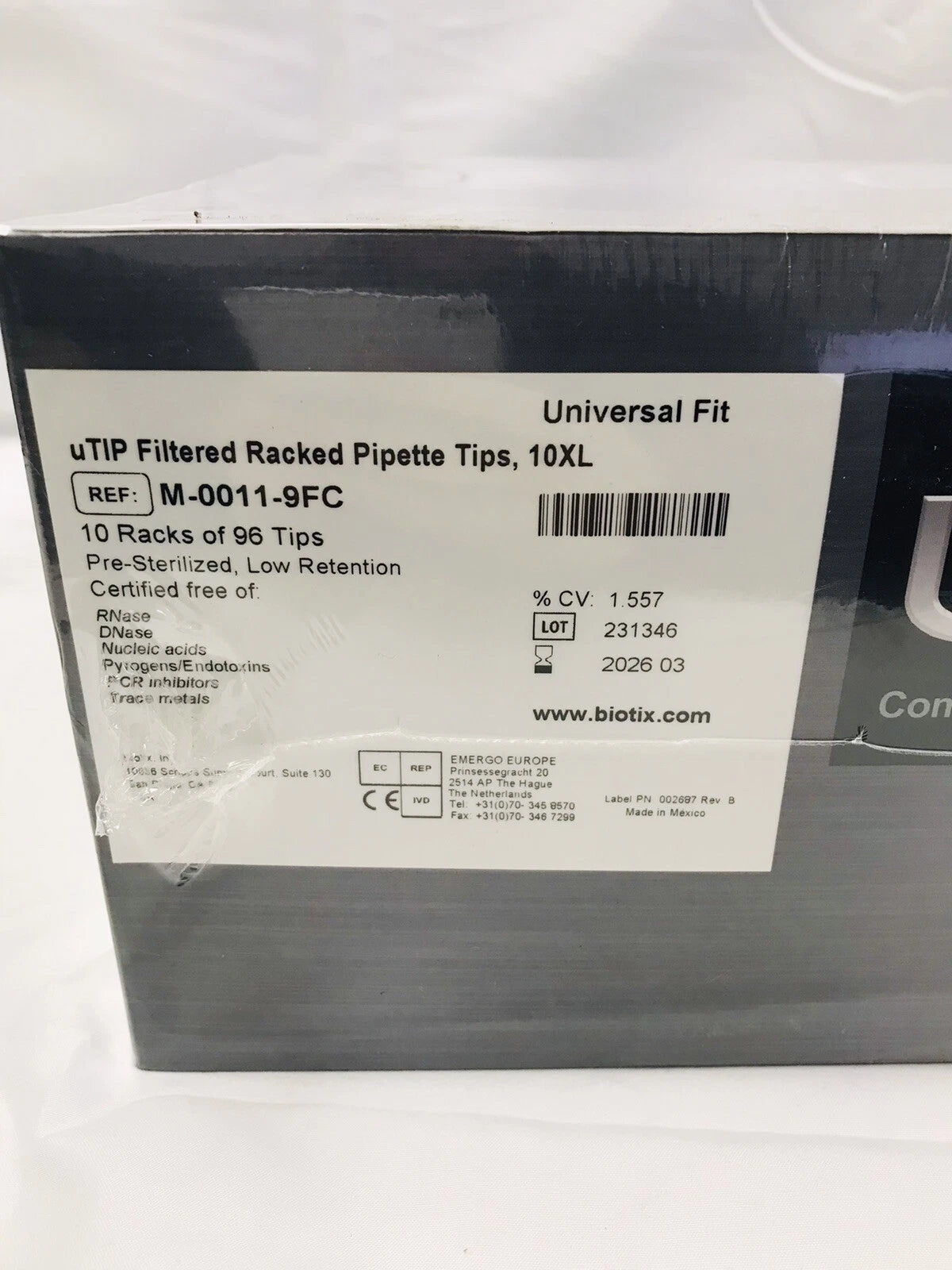 Biotix uTIP Filtered 10XL Universal M-0011-9FC Racked Pipette Tips New Sealed!