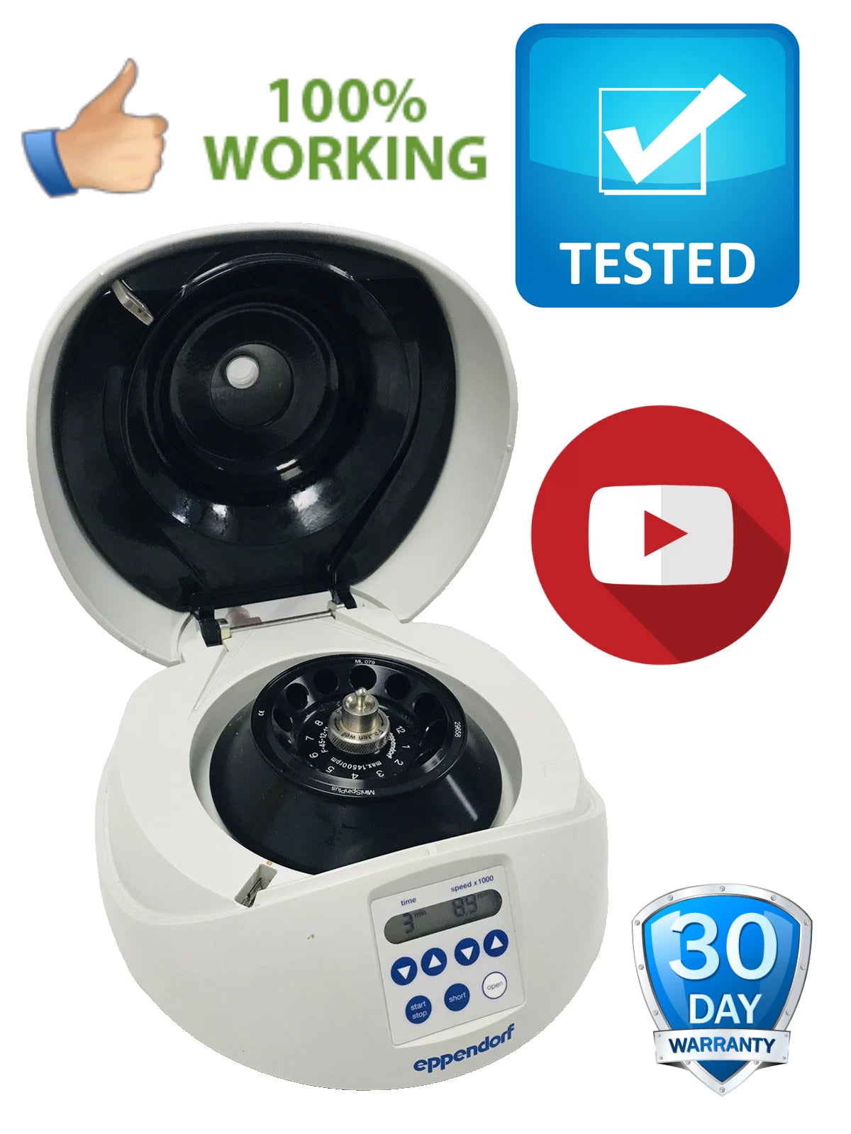 Eppendorf MiniSpin Plus 5453 Microcentrifuge + F45-18-11 Rotor Tested Working