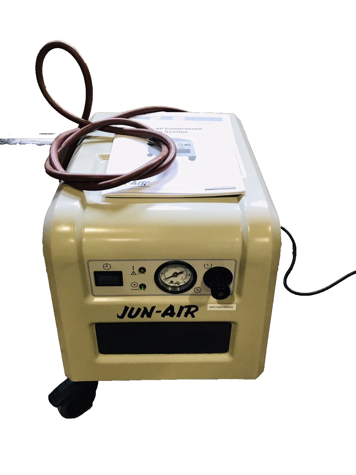Jun-Air 85R-4P Air Compressor 4 L Oil Free Electric Medical Quiet 148hr Tested