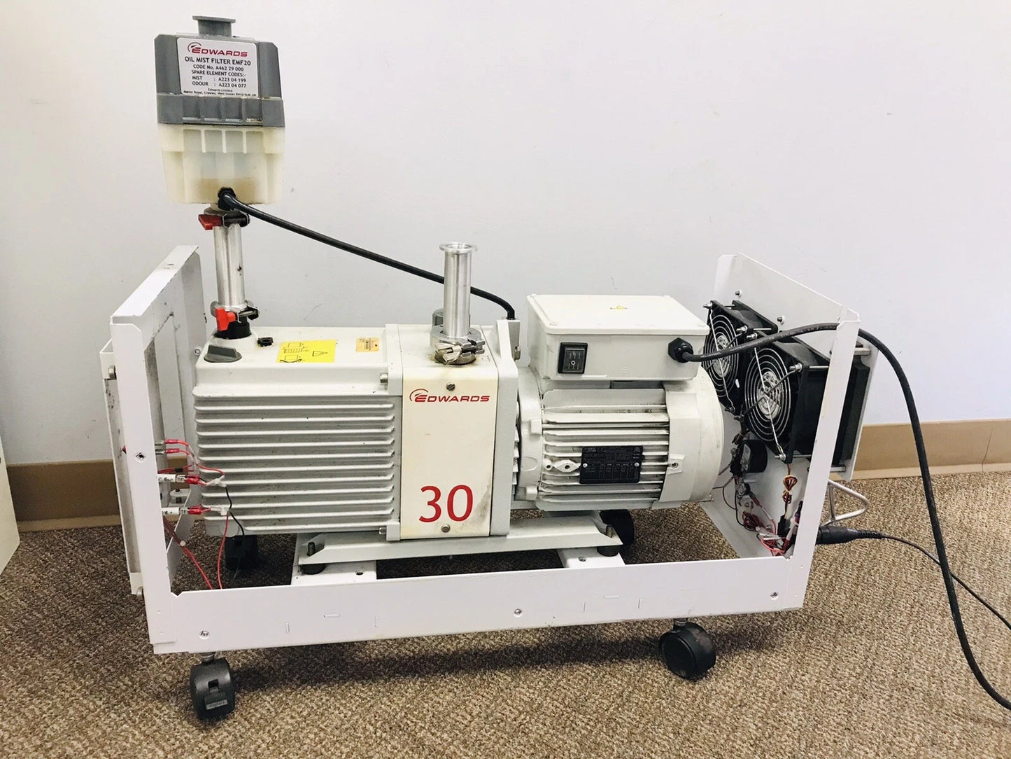 Edwards 30 E2M30 Dual Stage Vacuum Pump w/ Agilent G3199B Quiet Cover II + EMF20