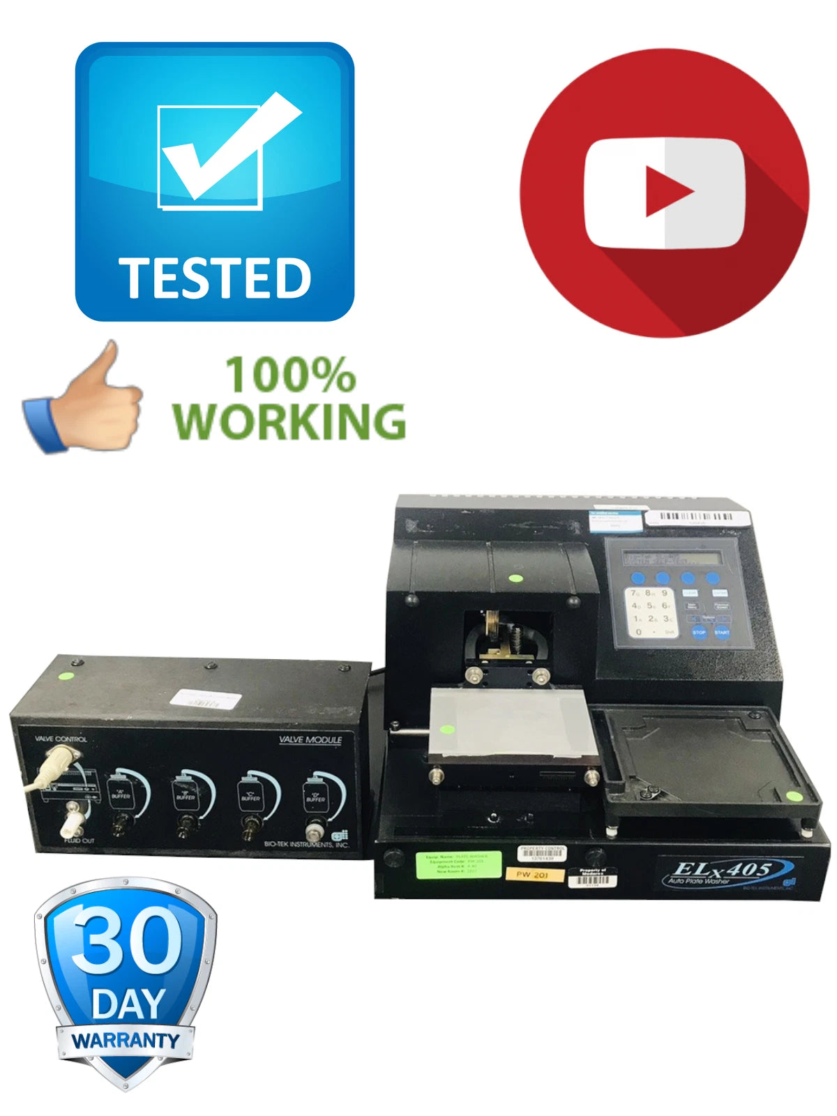 Bio-Tek ELx405 Microplate Washer with Bio-Tek Valve Module ELx405v Working Video