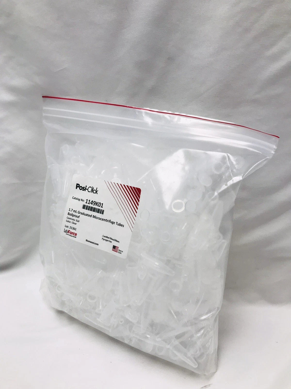 Thomas Sci LABFORCE 500 Posi-Click 1.7mL Microcentrifuge Tubes w/ Snap Cap Bulk