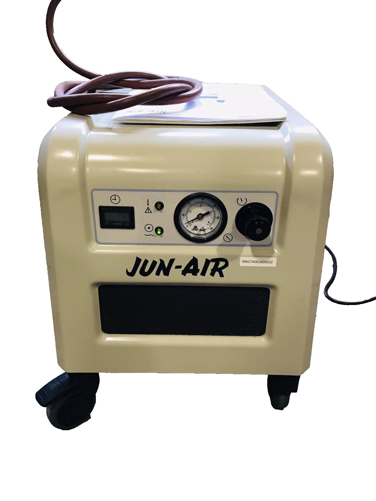 Jun-Air 85R-4P Air Compressor 4 L Oil Free Electric Medical Quiet 148hr Tested