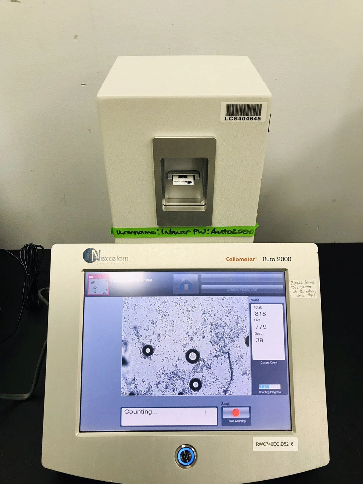 Nexcelom Cellometer Auto 2000 Cell Viability Counter Profiler Warranty See Video