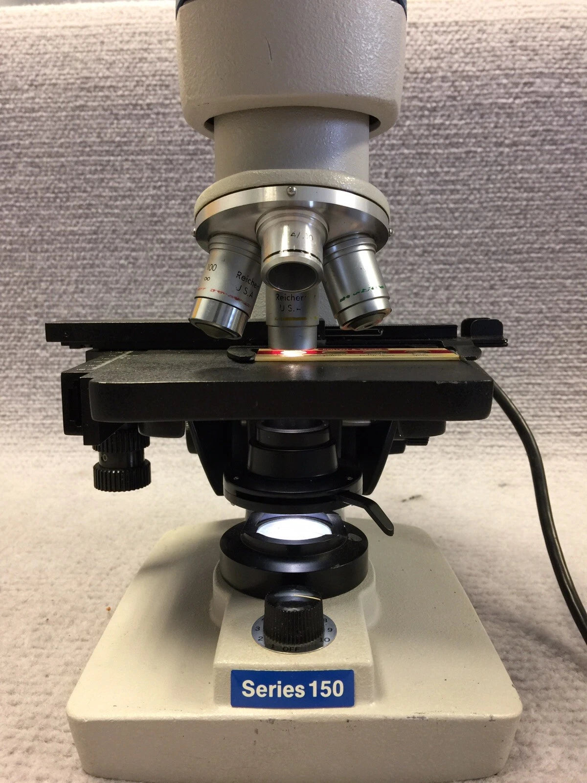 Reichert Jung Series 150 Laboratory Microscope With 4 Objectives tested warranty