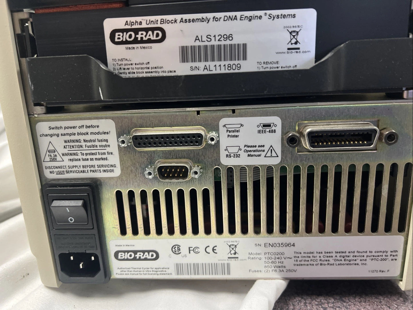 Bio-Rad DNA Engine PTC-200 Dual Block 96-Well PCR Thermal Cycler PCR ALS1296