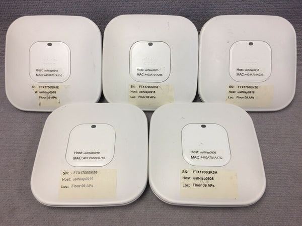 Lot of (5) Cisco Aironet Wireless Access Points AIR-CAP3602i-A-K9 free shipping