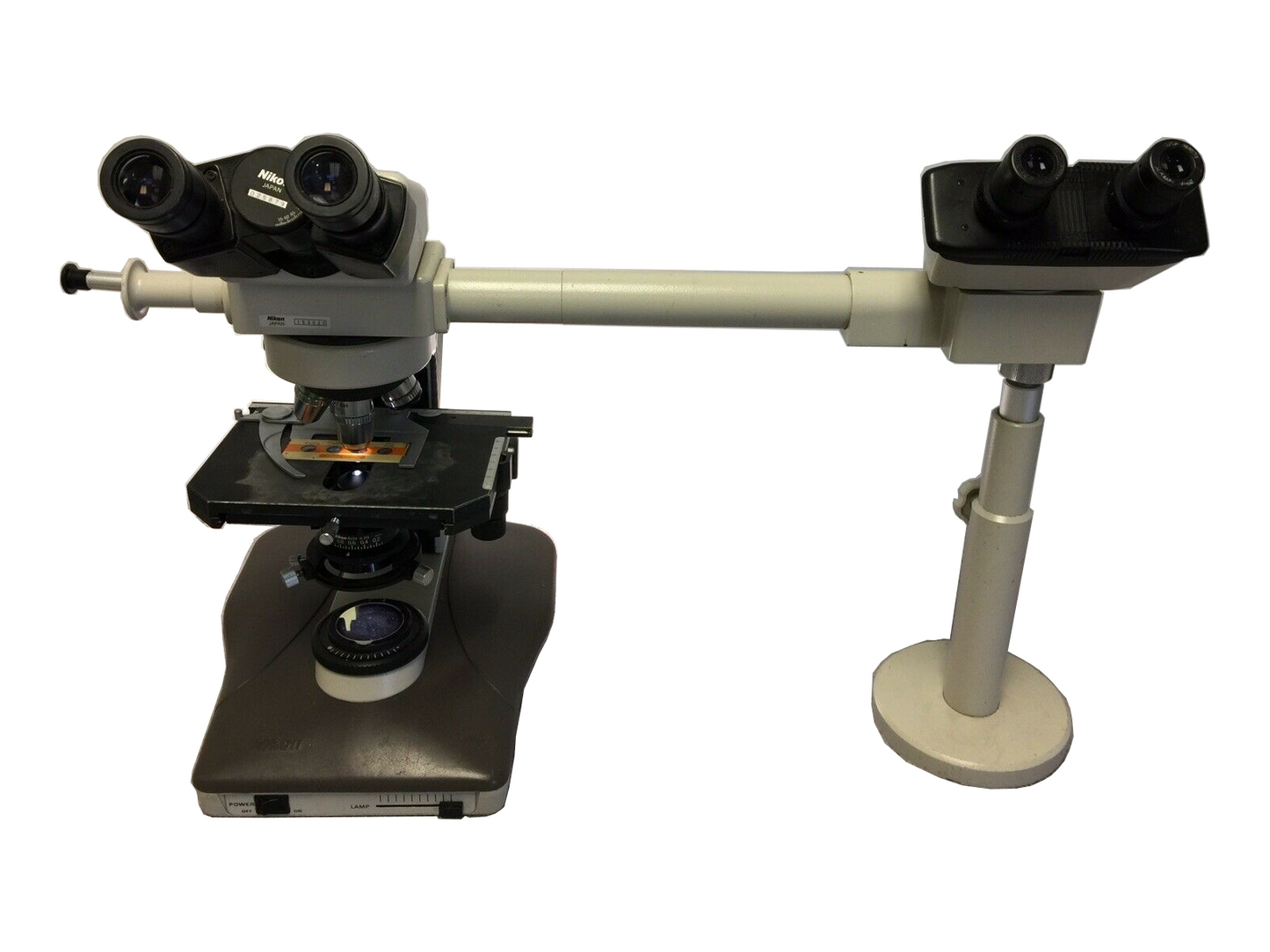 Nikon Labophot-2 Microscope + Dual Head Teaching Microscope Tested! 4 Objectives