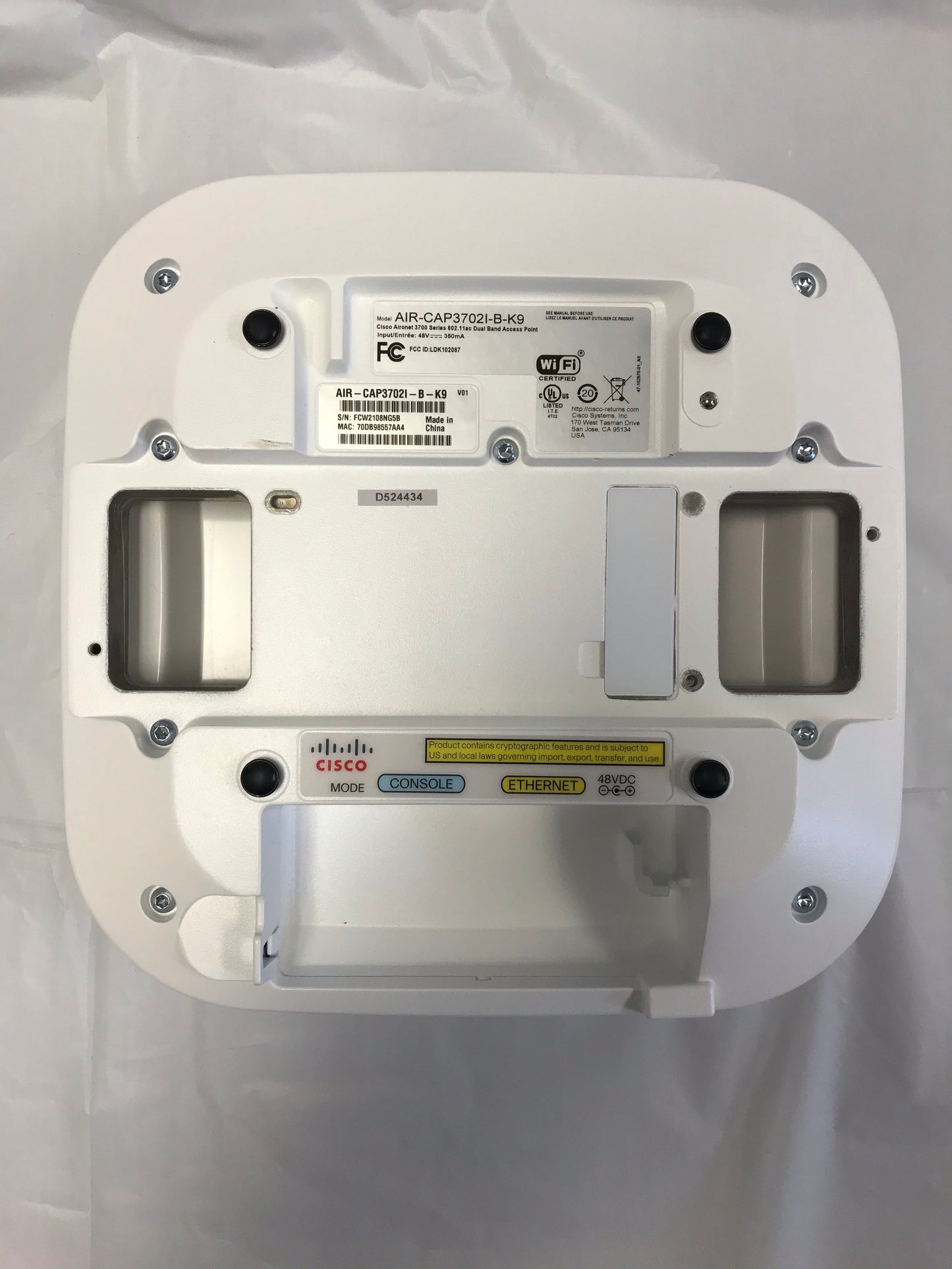 Cisco Aironet 3702I Wireless 802.11ac Access Point AIR-CAP3702I-B-K9