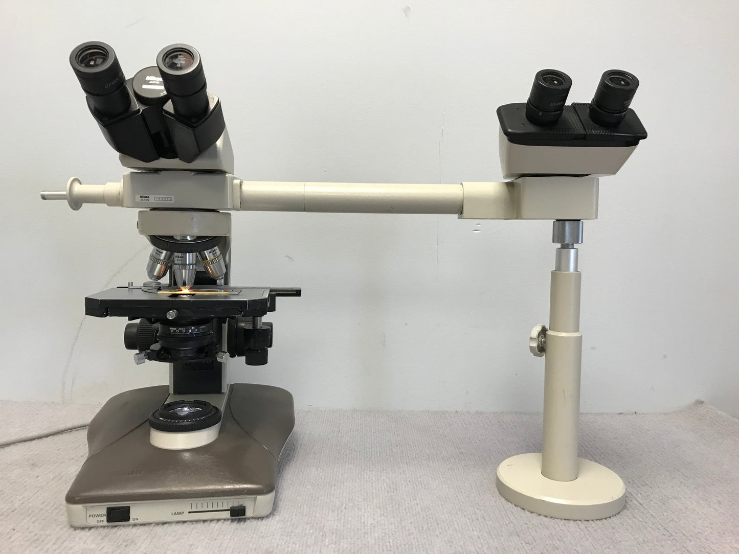 Nikon Labophot-2 Microscope + Dual Head Teaching Microscope Tested! 4 Objectives