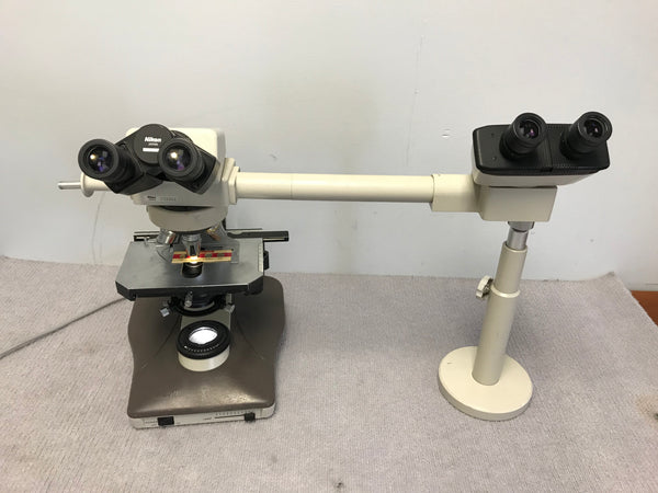 Nikon Labophot-2 Microscope + Dual Head Teaching Microscope Tested! 4 Objectives