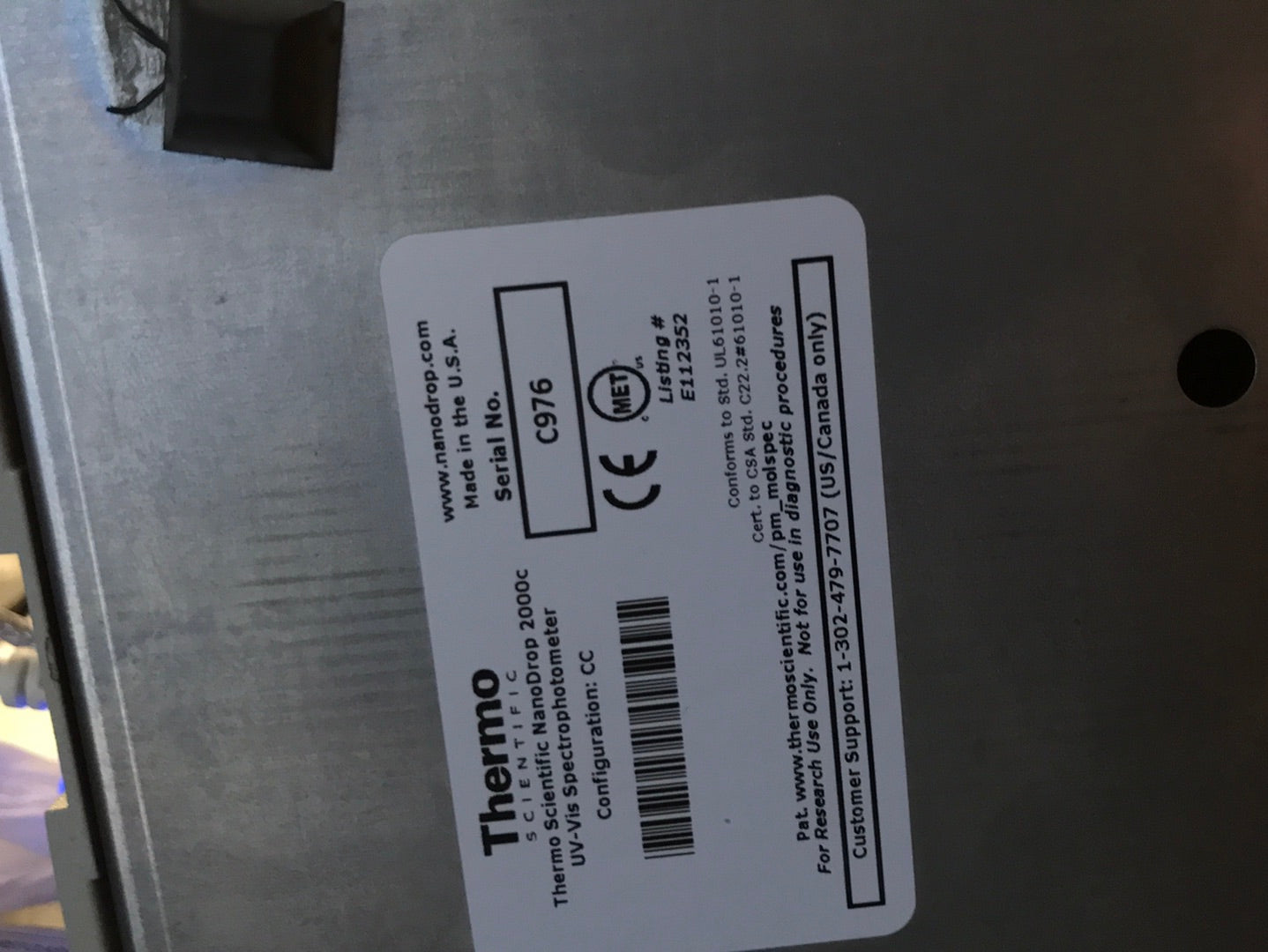 Thermo Scientific Nanodrop 2000c UV-VIS Spectrophotometer