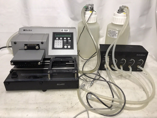 Biotek ELx405 MVR Microplate Washer With Bottles & Valve Module