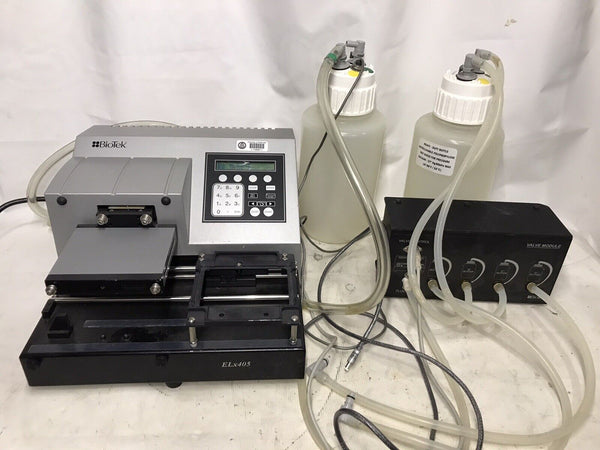 Biotek ELx405 MVR Microplate Washer With Bottles & Valve Module