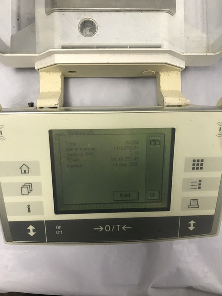 Mettler Toledo AX204 Analytical Balance d=0.0001g Max=220g tested working