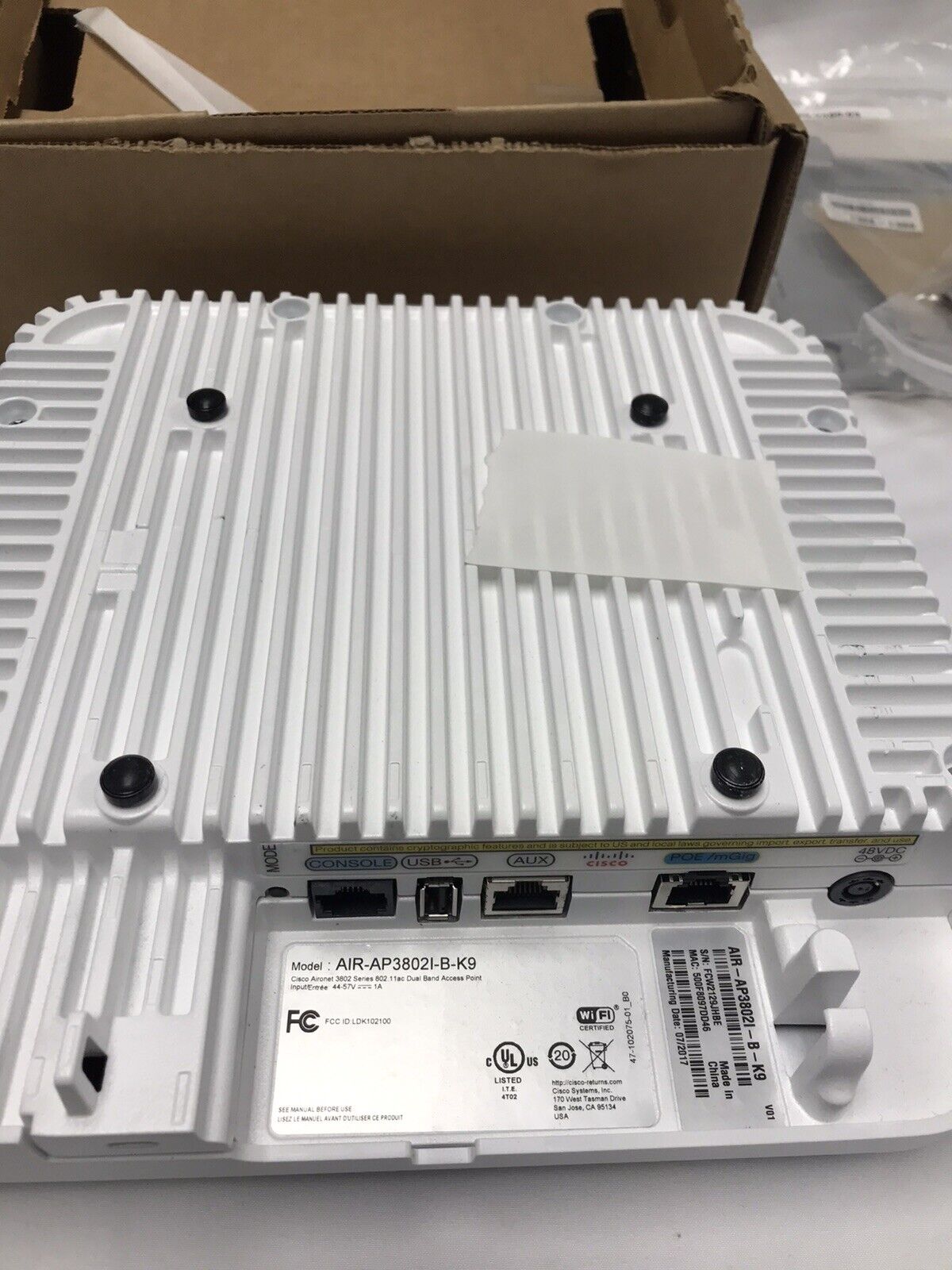 Cisco AIR-AP3802I-B-K9 Aironet 3802 Series Dual Band Wireless Access Point