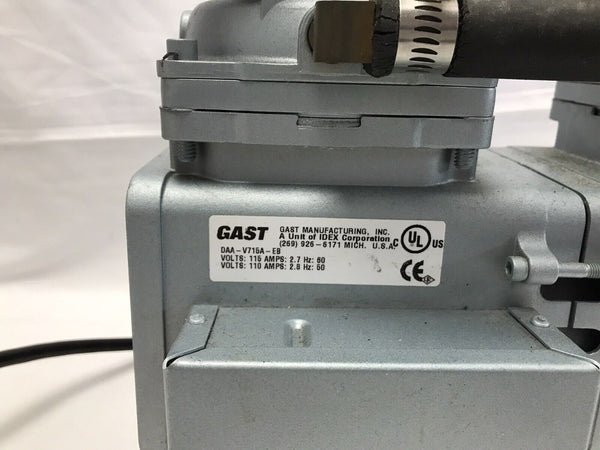 Gast DAA-V716A-EB Diaphragm Vacuum Pump 115VAC 3.5A 1/4 HP TESTED WARRANTY